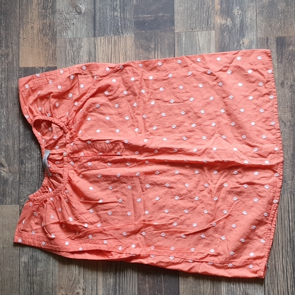 LOFT Coral Polka Dot Sleeveless Top